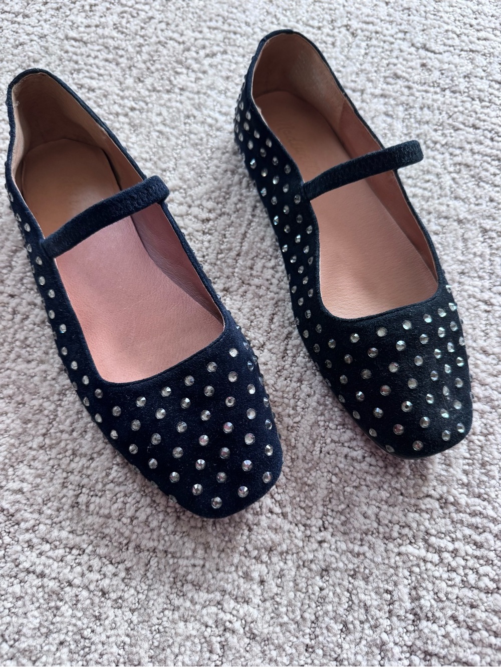Madewell greta ballet flat in crystal embellished suede black - size 7 - Picture 2 of 3